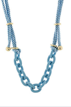 Color Coated Chain & Silk Rope Necklace