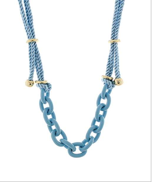 Color Coated Chain & Silk Rope Necklace