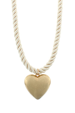 Puffy Heart Cord Necklace