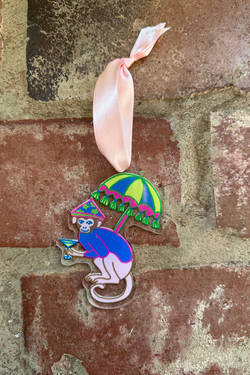 Martini Monkey Acrylic Ornament