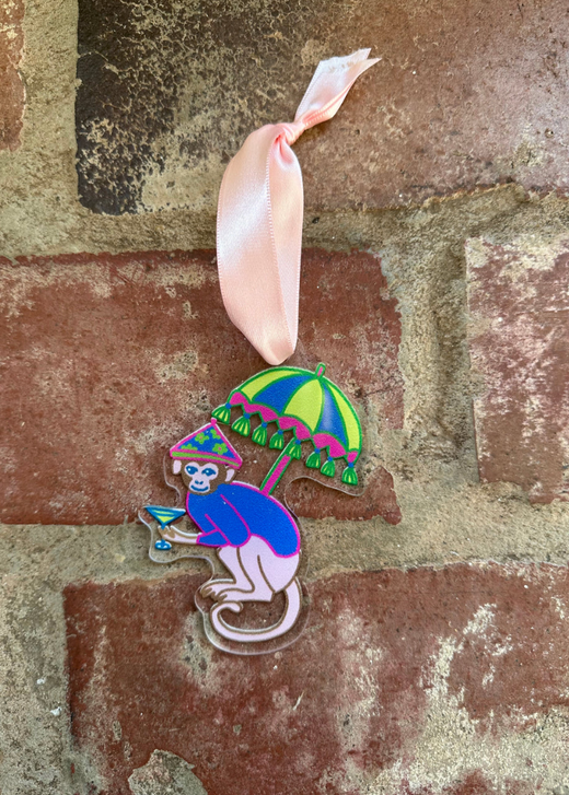 Martini Monkey Acrylic Ornament