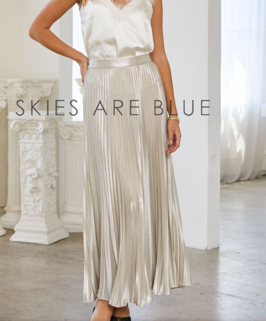 Metallic Pleated Skirt