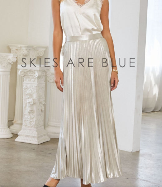 Metallic Pleated Skirt