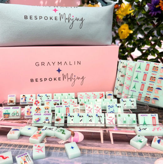 Grey Malin Getaway Dogs Mahjong  Travel Tiles Kit