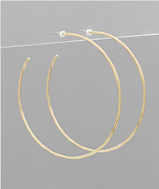 Hammered Wire Circle Hoops
