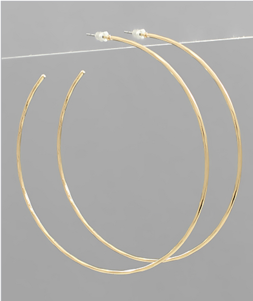 Hammered Wire Circle Hoops