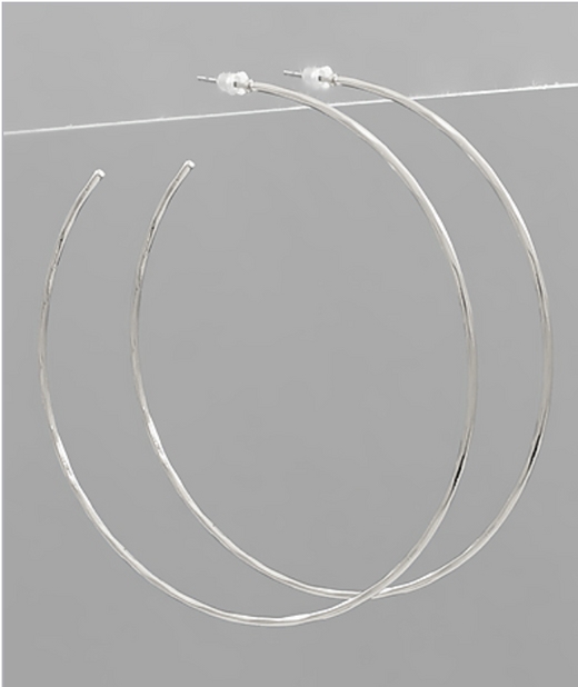 Hammered Wire Circle Hoops