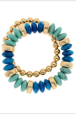2 Row Color Rondelle Beads Bracelet