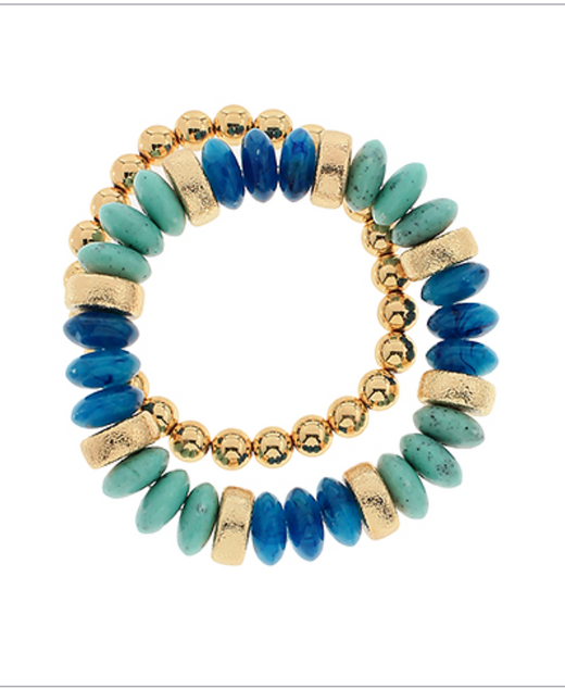 2 Row Color Rondelle Beads Bracelet