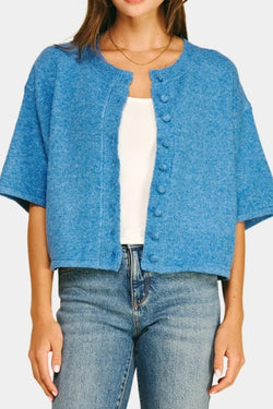 Button Down Short Sleeve Sweater