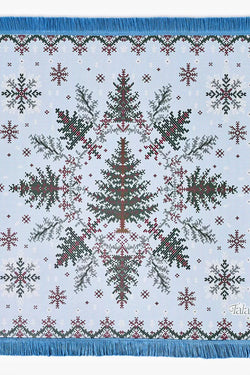 Sweater Weather - Holiday Mahjong Mat with Winter Blue Fringe by Tala