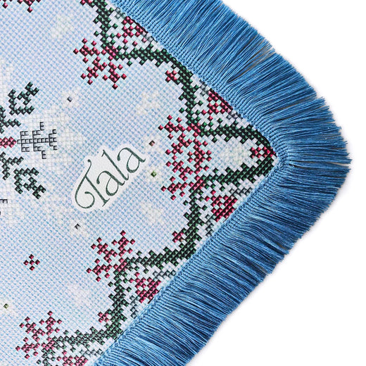 Sweater Weather - Holiday Mahjong Mat with Winter Blue Fringe by Tala