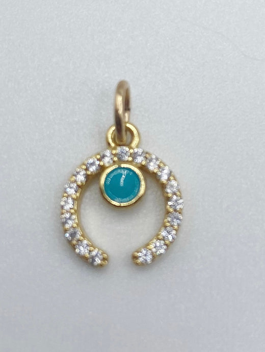 Charm Bar - Teal  and Crystal Horseshoe