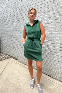 Hunter Green Zip Dress