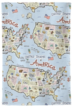 Fish Kiss USA Map Tea Towel