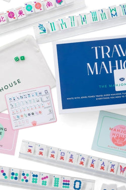 White with Jewel-Tones Travel Mahjong Set