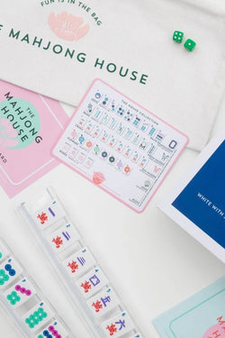 White with Jewel-Tones Travel Mahjong Set