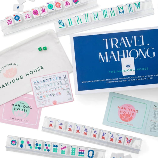 White with Jewel-Tones Travel Mahjong Set