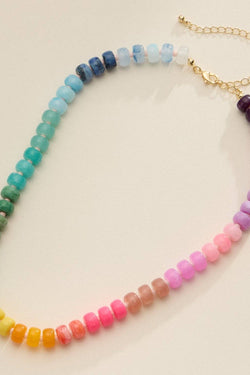 Gradient Color Glass Disc Beaded Necklace