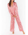 Home Satin Vertical Striped Christmas Pajama Set