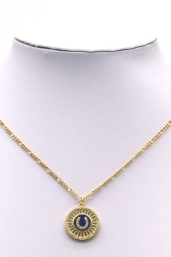 Gold Horseshoe U Shape On Round Coin Charm