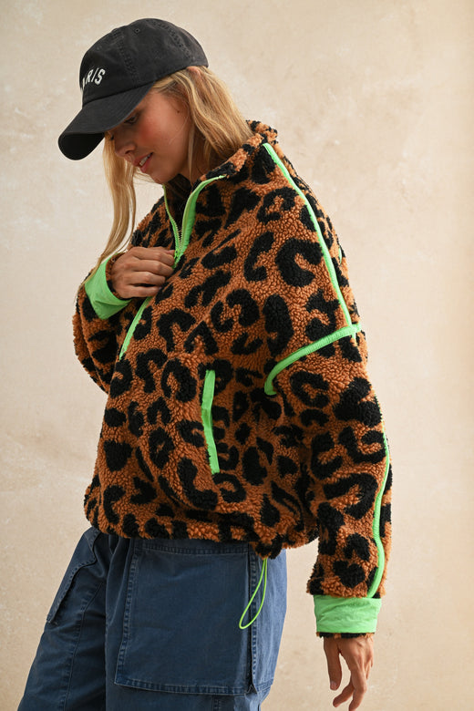 Leopard Sherpa Pullover