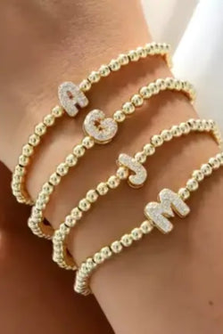 Gold Beaded Initial Bracelets