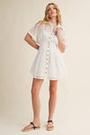 Eyelet Button Front Dress