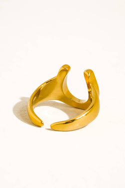 18K Gold CZ Horseshoe Ring