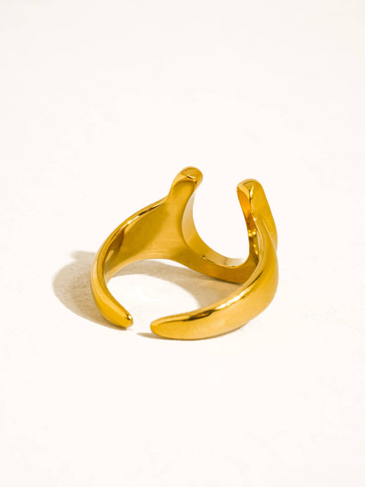18K Gold CZ Horseshoe Ring