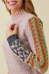 Mock Neck Sleeve Detail Sweater