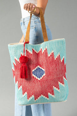 Red, Turquoise & Blue Western Tote