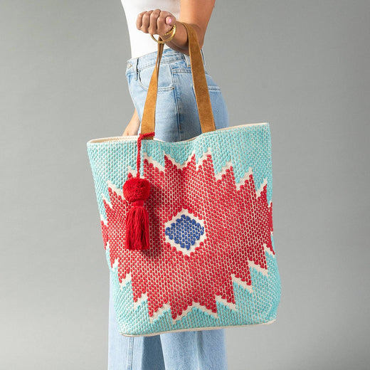 Red, Turquoise & Blue Western Tote