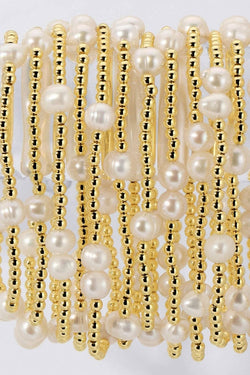 3mm Stretch Bead Bracelets with Large Pearl Accents