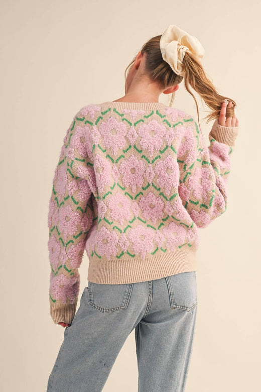 Fuzzy Floral Sweater