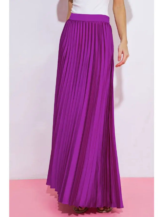 Satin Pleated Maxi Skirt