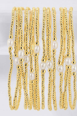 2mm Stretch Bracelet with Delicate Pearl Between 3mm Beads