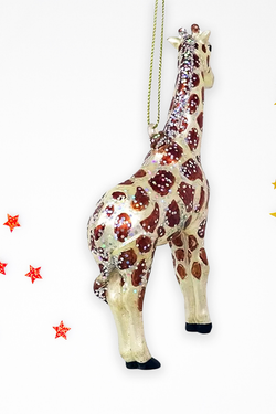 Giraffe Glass Christmas Ornament