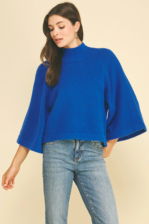 Wide Sleeve Mock Neck Sweater