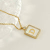 Rhinestone Shell Initial Charm Necklace