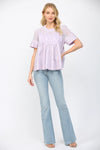 Mesh Combined Top with Applique