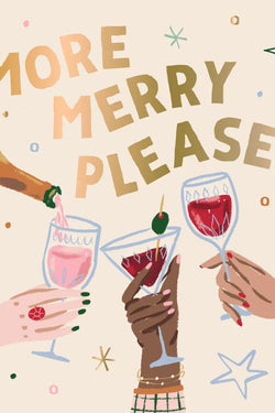 Holiday Foil Cocktail Funny Napkins | More Merry Please