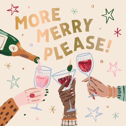 Holiday Foil Cocktail Funny Napkins | More Merry Please