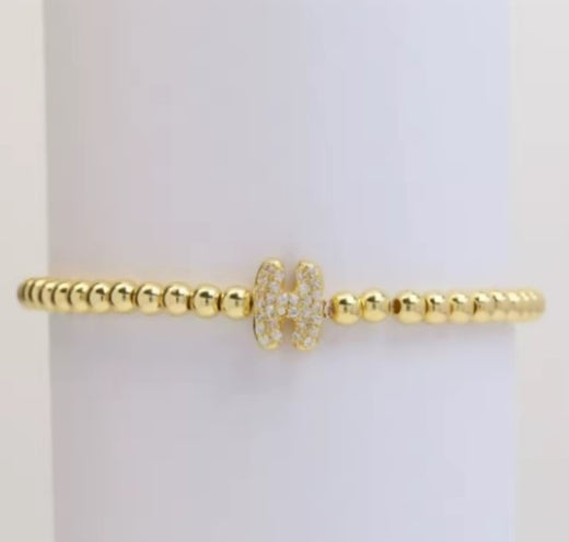 Gold Beaded Initial Bracelets