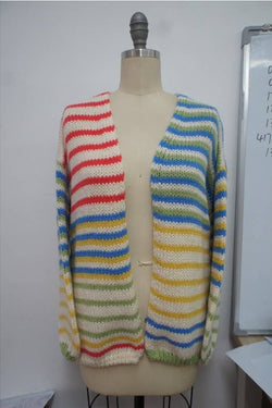 Multi Stripe Open Cardigan
