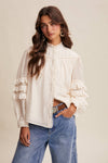 Lace Ruffle Sleeve Pintuck Shirt
