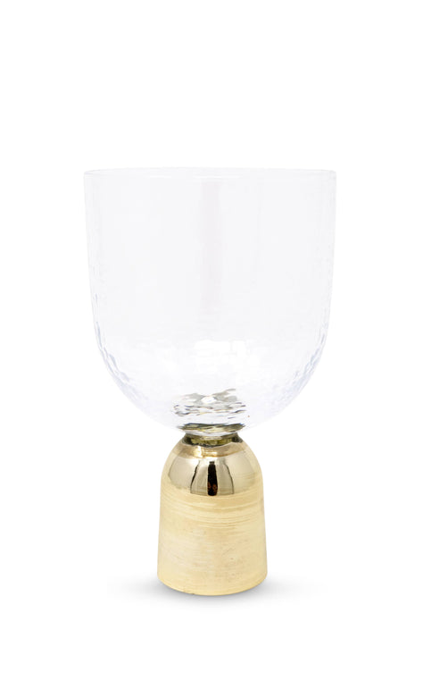 Hammered Water Glass on Gold Pedestal
