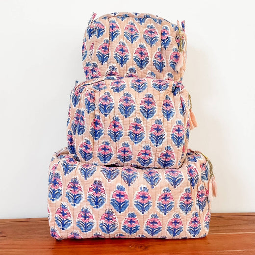 Quilted Block Print Pouch