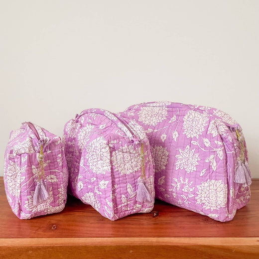 Quilted Block Print Pouch