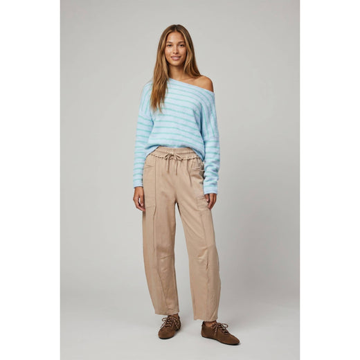 Stripe Brushed Boatneck Sweater